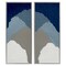 Stupell Industries Textured Blue Abstract Mountains 2 pc Framed Giclee Wall Art Set Design by Ben Schneider